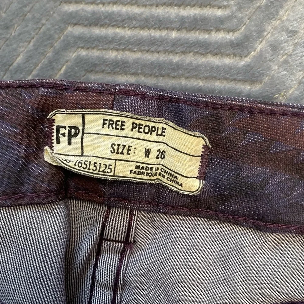 Free People Printed Ikat Aztec Skinny Jeans Deep Plum Combo‎ 26